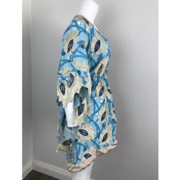 SAKARA Bola Tito Top Floral Blue beach Coverup - Picture 4 of 7